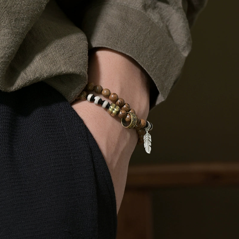 Wenge Wood Buddha Bracelet for Protection, Peace, and Compassion