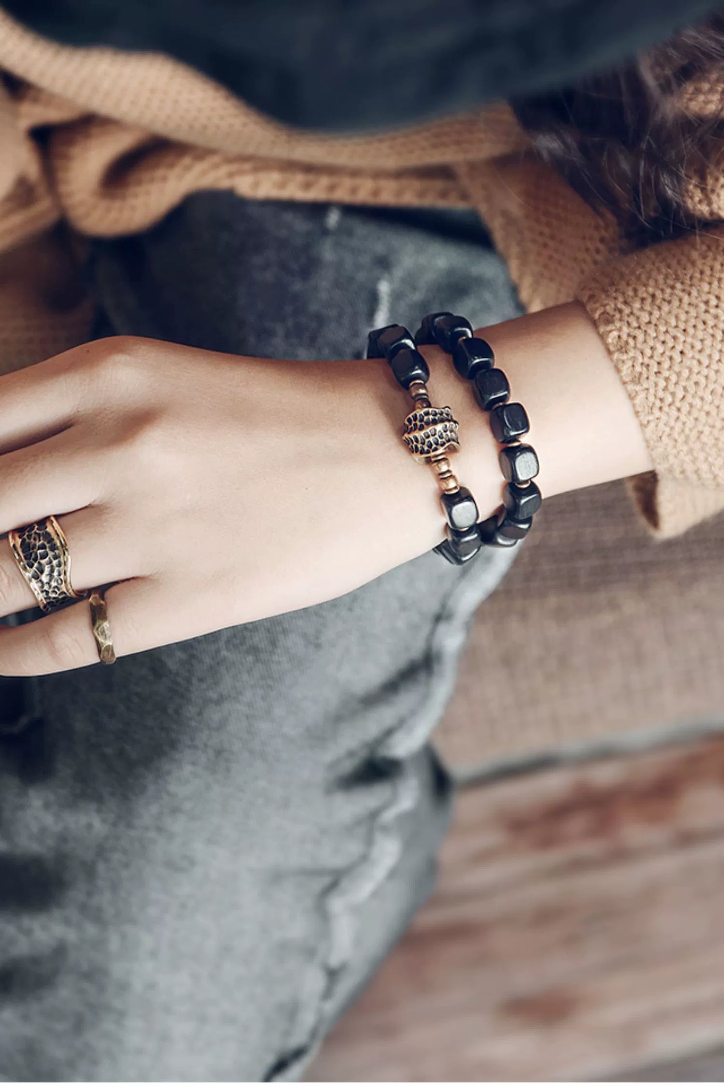 Tibetan Dzi Bead Bracelet Stack for Transformation and Luck