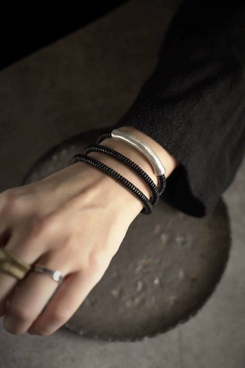Ebony Wood & Silver Feng Shui Protection Bracelet - Healing & Communication
