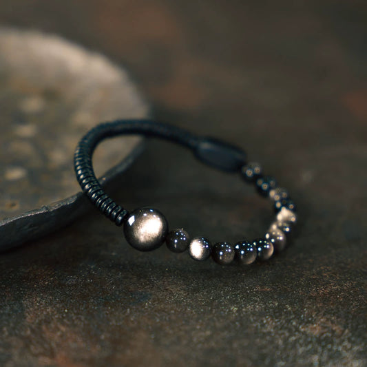 Obsidian and Sandalwood Protection Bracelet - Healing & Wealth