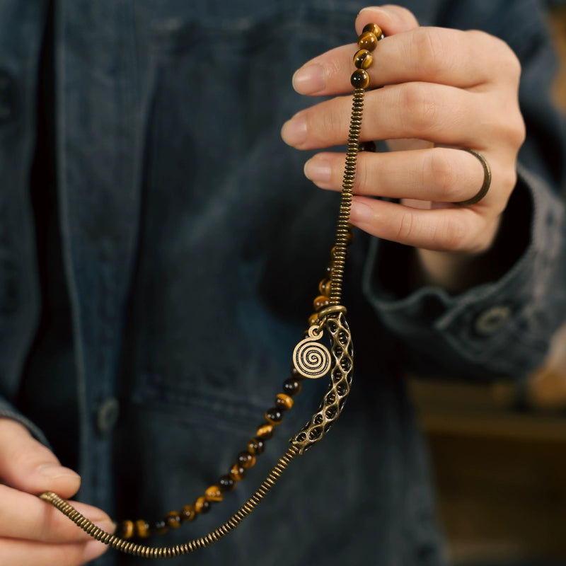 Tiger's Eye & Brass Tibetan Bracelet for Courage and Abundance