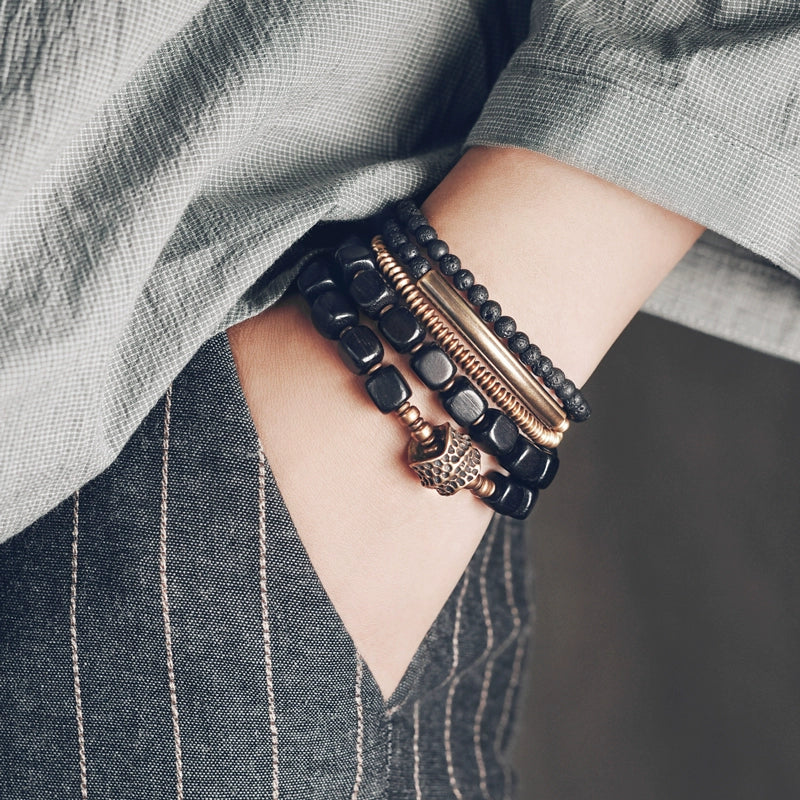 Tibetan Dzi Bead Bracelet Stack for Transformation and Luck