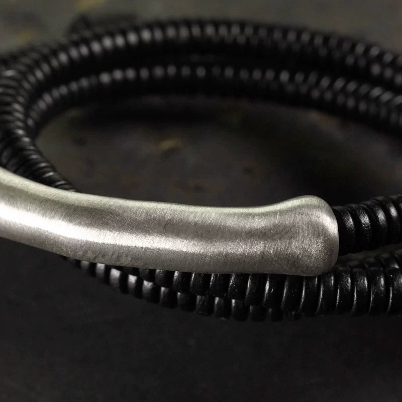 Ebony Wood & Silver Feng Shui Protection Bracelet - Healing & Communication