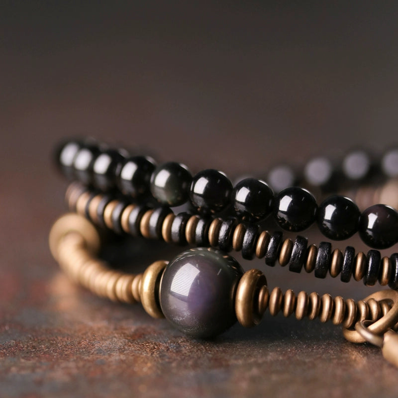 Tibetan Style Good Fortune Bracelet Set - Emotional Healing & Protection