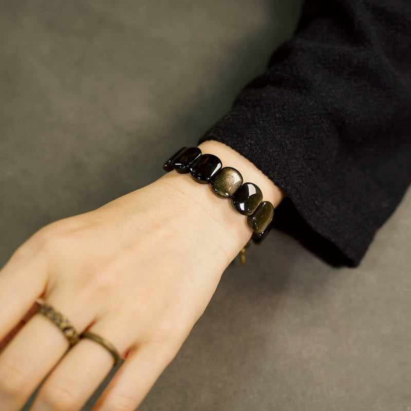 Men's Golden Obsidian Protection Bracelet - Courage & Balance