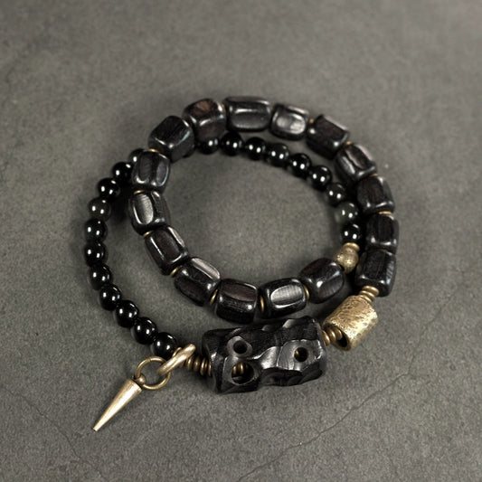Obsidian & Ebony Buddha Beads Mala for Protection and Strength