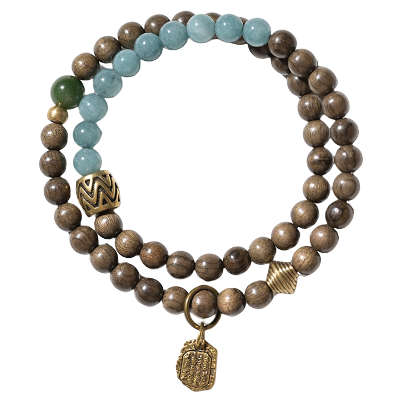 Mystic Mountain & Sea Mala with Jade & Aquamarine