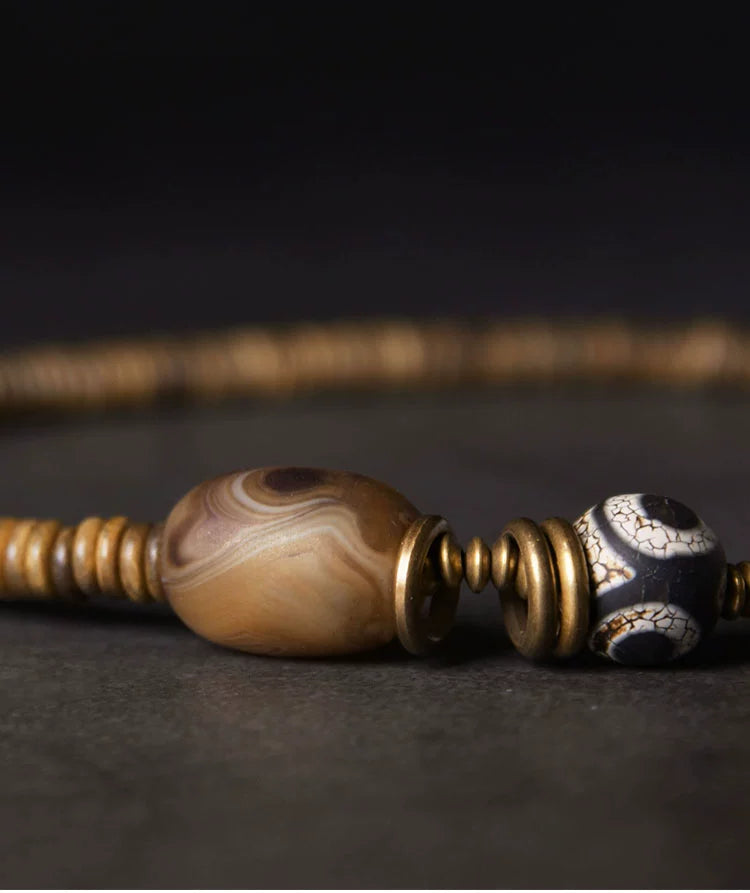 Sandalwood & Dzi Bead Grounding Bracelet for Spiritual Growth