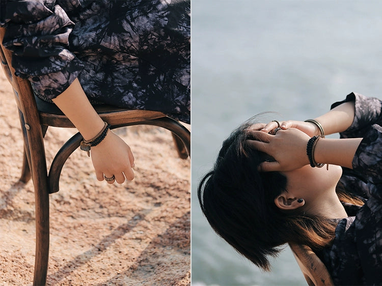 Unisex Lava Stone & Brass Coil Bracelet - Strength & Confidence