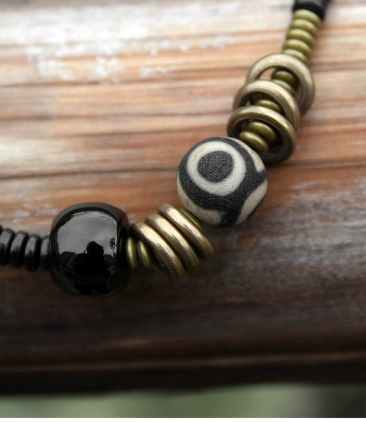 Sandalwood & Dzi Bead Grounding Bracelet for Spiritual Growth