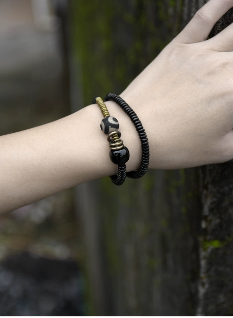 Sandalwood & Dzi Bead Grounding Bracelet for Spiritual Growth