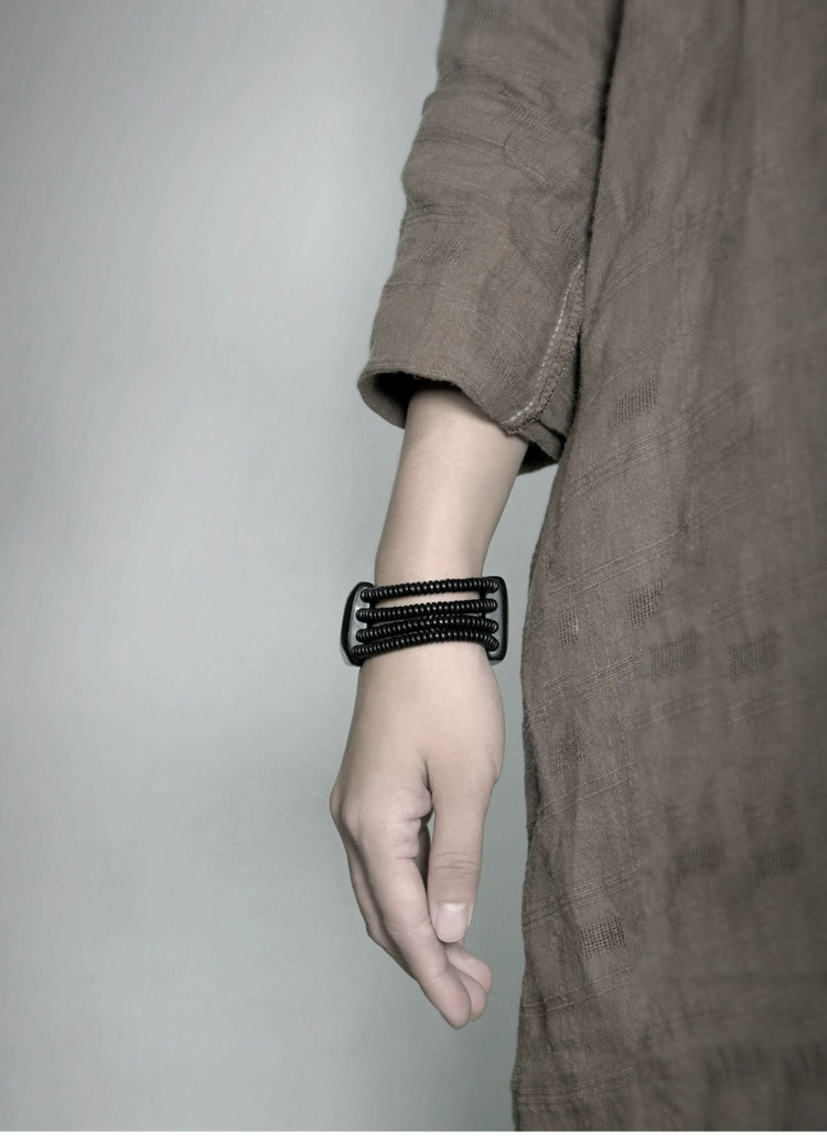 Tibetan Style Ebony Wood Bracelet for Balance & Spiritual Growth