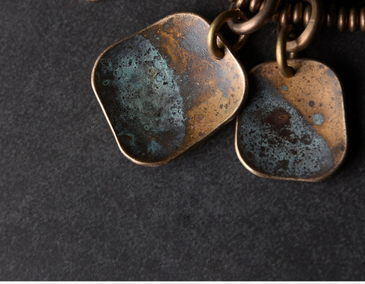 Unisex Lava Stone & Brass Coil Bracelet - Strength & Confidence