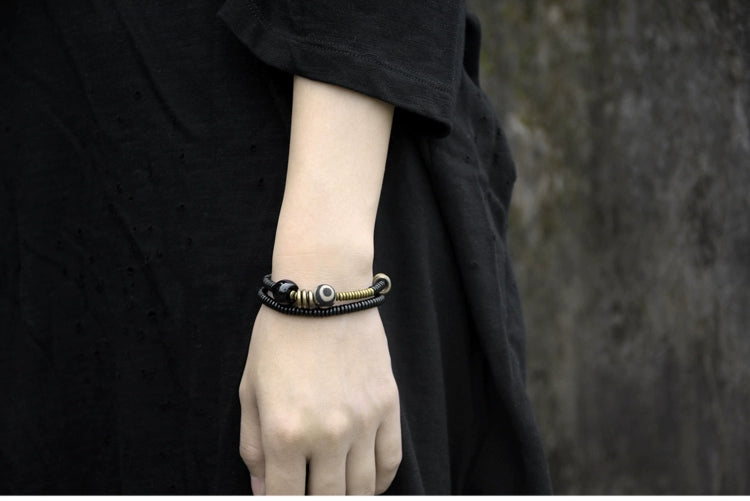 Sandalwood & Dzi Bead Grounding Bracelet for Spiritual Growth