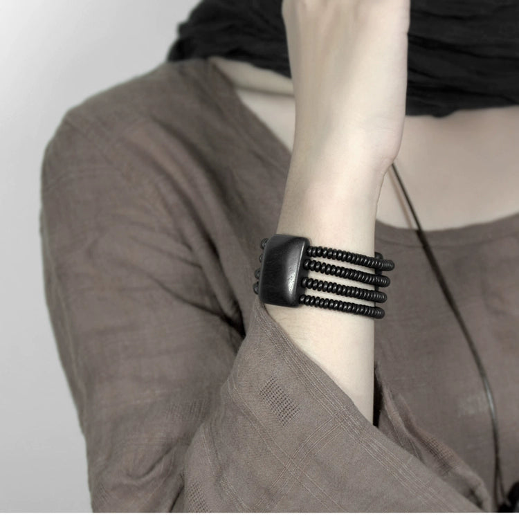 Tibetan Style Ebony Wood Bracelet for Balance & Spiritual Growth