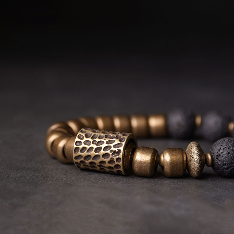 Brass & Stone Abundance Bracelet - Courage & Protection