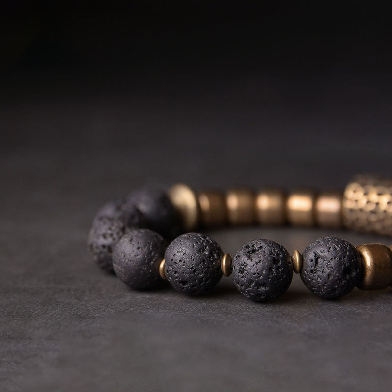 Brass & Stone Abundance Bracelet - Courage & Protection