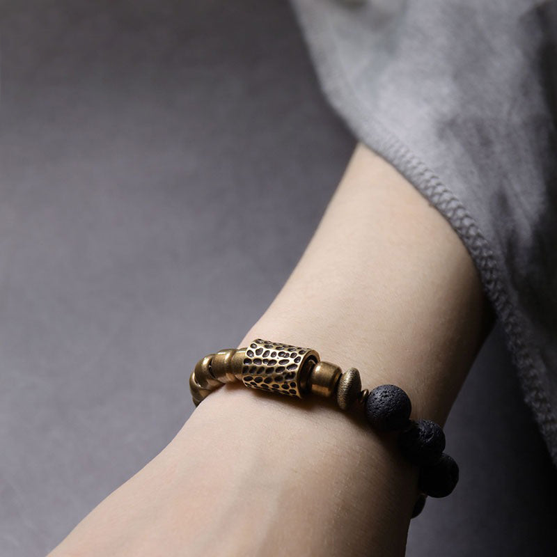 Brass & Stone Abundance Bracelet - Courage & Protection