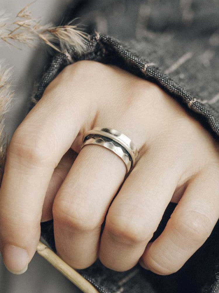 Artisan Hammered "Orbital" 925 Sterling Silver Ring