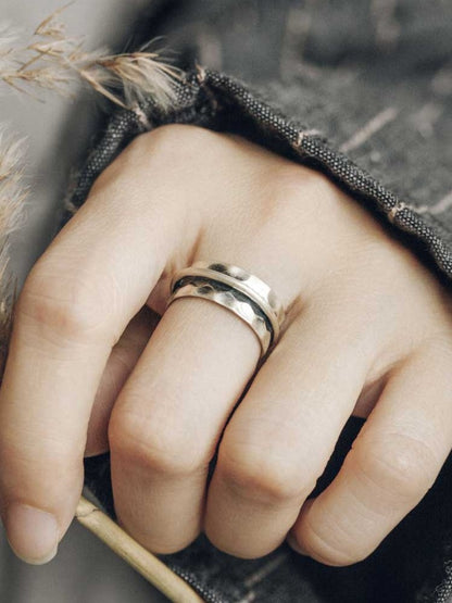 Artisan Hammered "Orbital" 925 Sterling Silver Ring