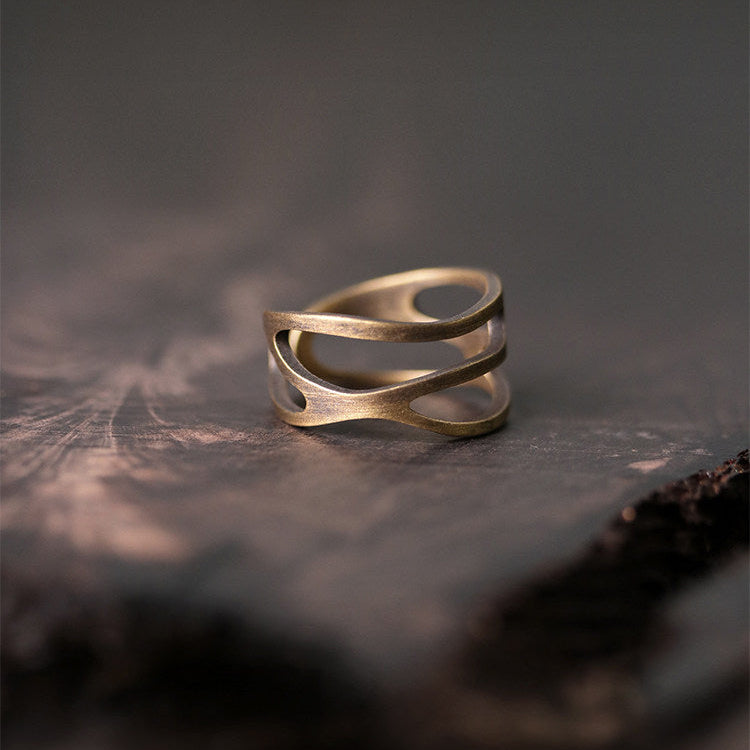 Artisan Skeletonized Brass Rings for Men & Women