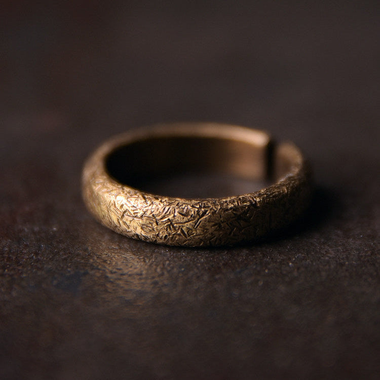 Hand-Forged Stardust Texture Brass Minimalist Rings