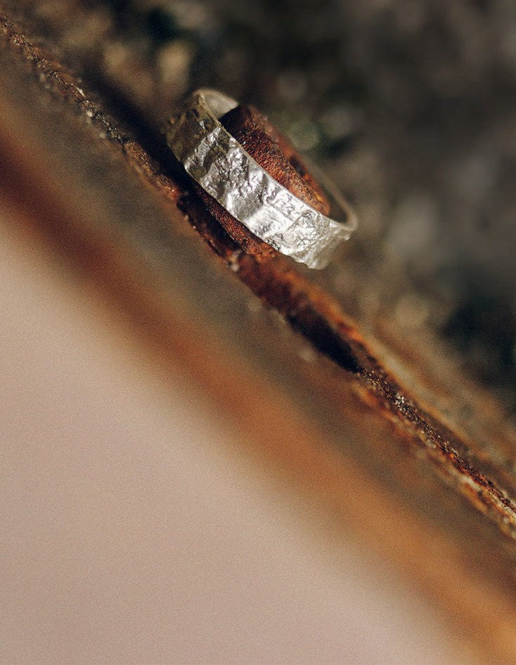 Artisan Distressed Bark-Texture 925 Sterling Silver Ring