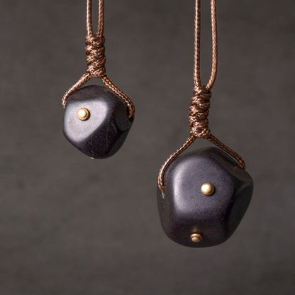 "Elemental Cube" Geometric African Wood Necklace