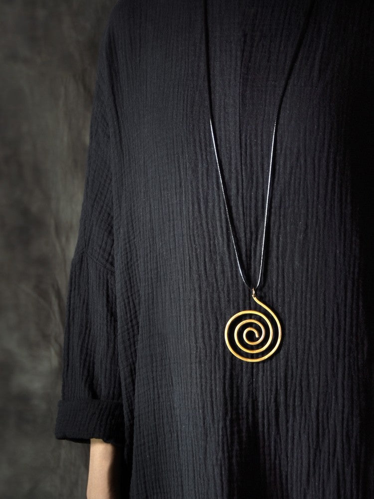 "Cosmic Vortex" Spiral Brass Necklace