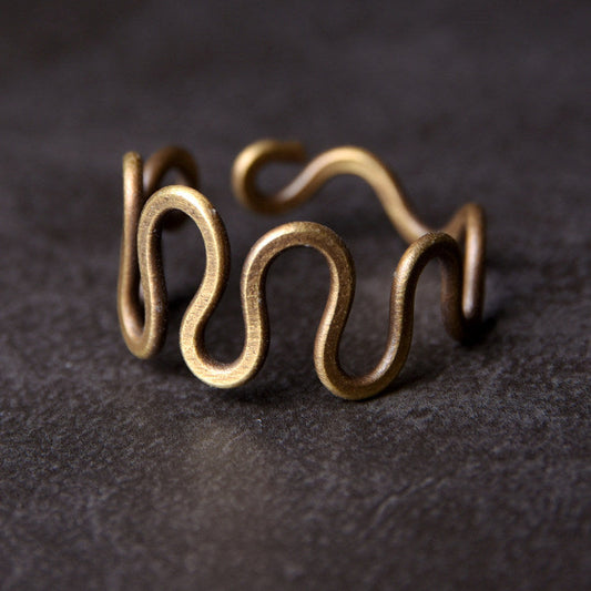 Artisan Wavy Sine-Wave Brass Rings