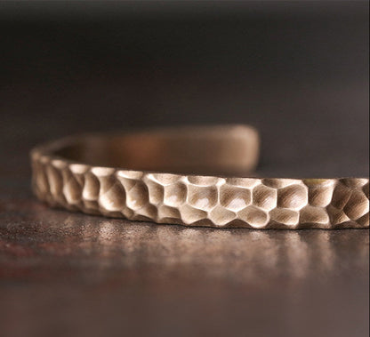 JS542 Hand-Hammered "Ancient Earth" Antique Brass Cuff Bracelet