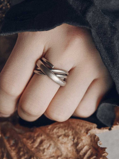 Artisan Interwoven 925 Sterling Silver Multi-Layer Ring