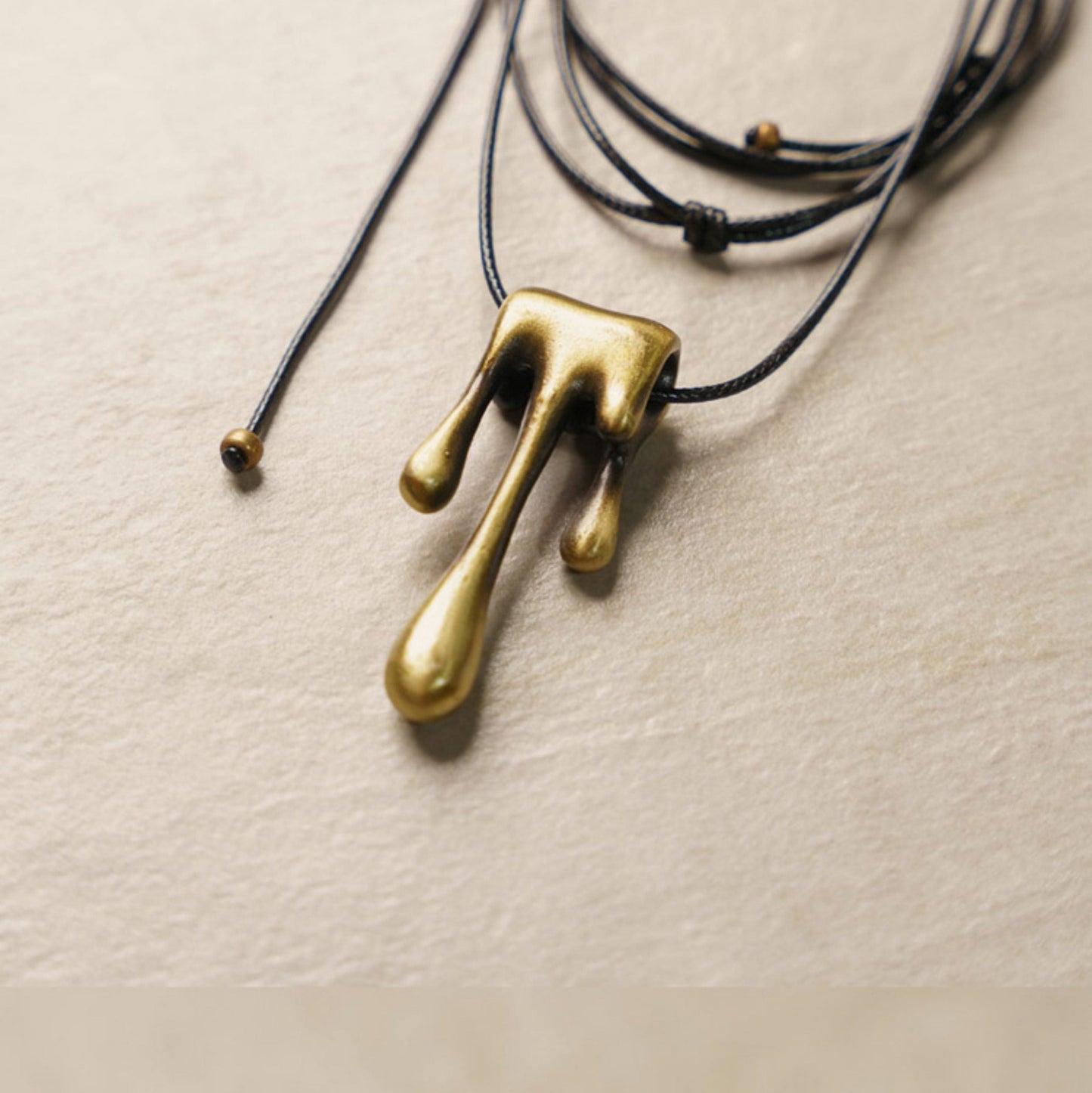 Artisan "Molten Flow" Brass Melting Pendant Handmade Necklace