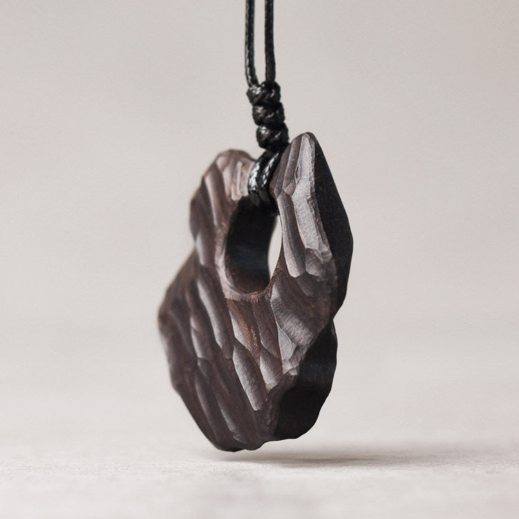 Artisan Chiseled Ebony "Ether" Disc Pendant
