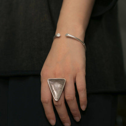 Bold Artisan S999 Fine Silver Shield & Woven Adjustable Rings