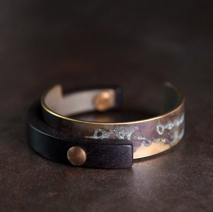 Zen Fusion: Hand-Finished Brass and African Ebony Cuff Bracelet