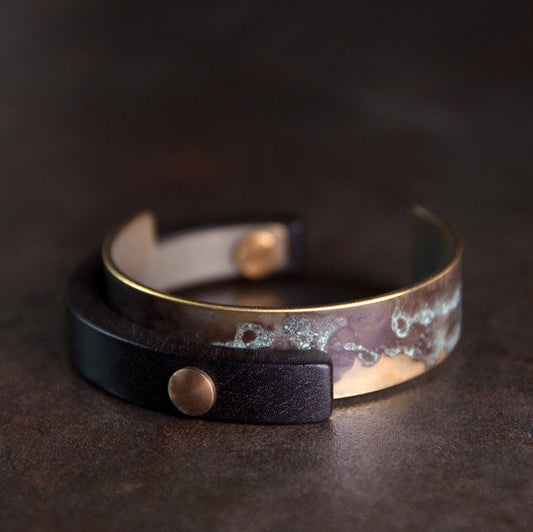 Zen Fusion: Hand-Finished Brass and African Ebony Cuff Bracelet