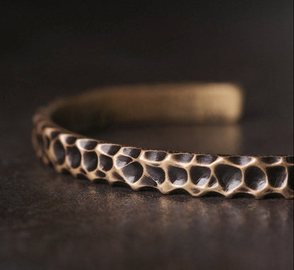 JS542 Hand-Hammered "Ancient Earth" Antique Brass Cuff Bracelet