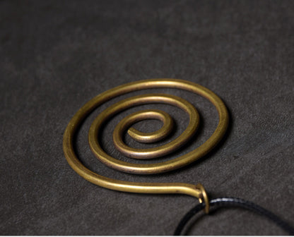"Cosmic Vortex" Spiral Brass Necklace