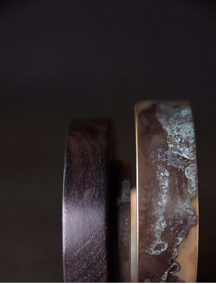 Zen Fusion: Hand-Finished Brass and African Ebony Cuff Bracelet