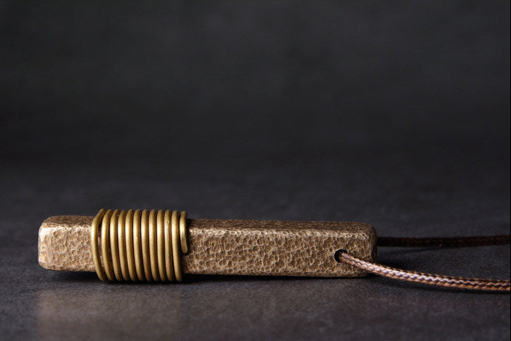 "Solar Pillar" Hammered Brass Bar Necklace