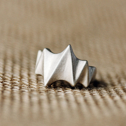 Artisan Geometric "Peak" 925 Sterling Silver Adjustable Ring