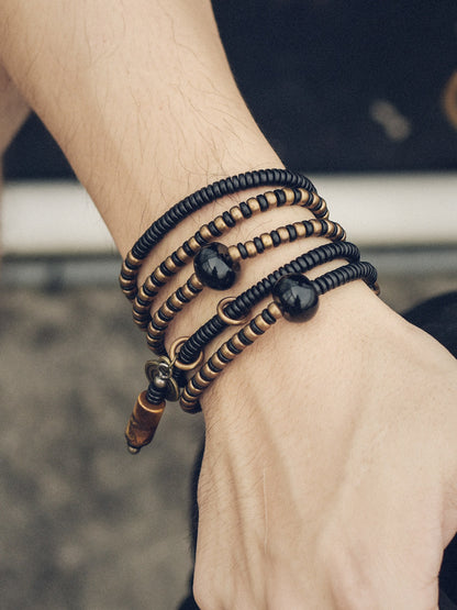 Artisan Multi-Wrap Ebony & Tiger’s Eye Spiritual Talisman