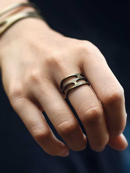Artisan Skeletonized Brass Rings for Men & Women