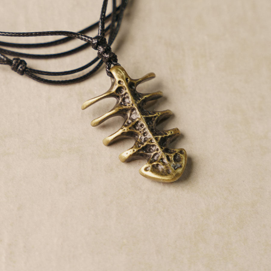 "Primal Spine" Vertebrae Totem Vintage Brass Necklace