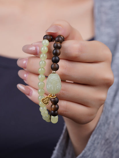 Sacred Union Agarwood & Hetian Jade Bracelet with Silver Pixiu Charm