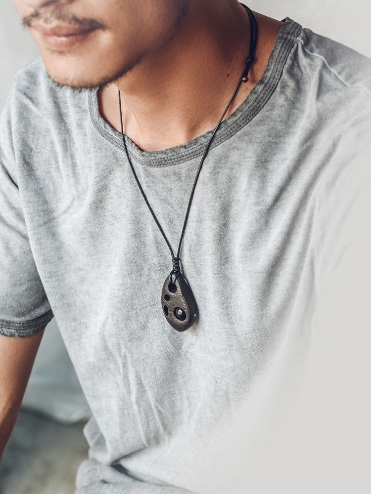 "Void & Vision" Ebony Wood Pendant Necklace
