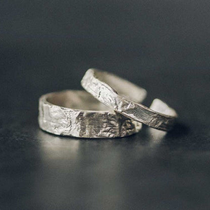 Artisan Distressed Bark-Texture 925 Sterling Silver Ring