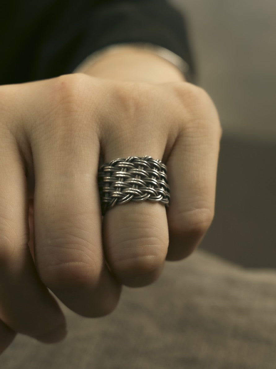 Artisan 925 Sterling Silver Woven & Layered Adjustable Rings
