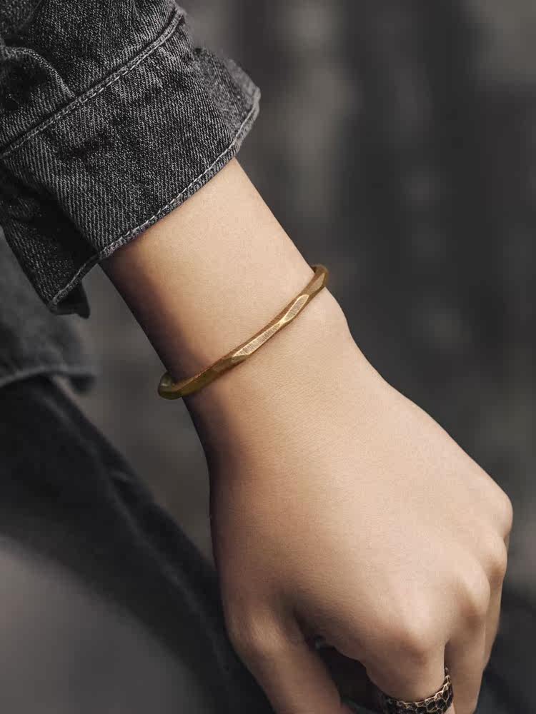 Hand-Faceted Solid Brass Cuff Bracelet - JS546